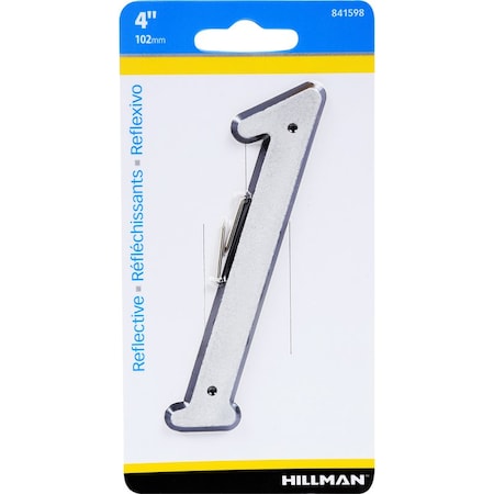 Hillman 4 in. Reflective Silver Plastic Nail-On Number 1 1 pc, PK3 841598